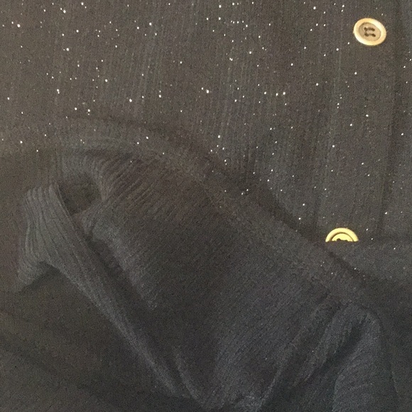 ❌DONATED❌Black Shimmer V-Neck Button Detail Knit Dress - Picture 5 of 8